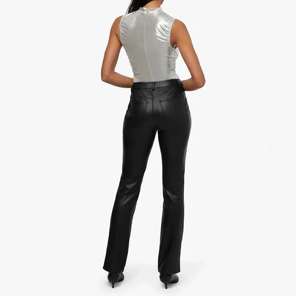 WeWoreWhat Lace Front Pant Black Leather